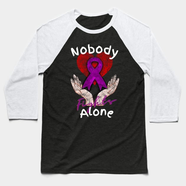 Nobody Fights Alone AAlzheimer's Support Baseball T-Shirt by chiinta